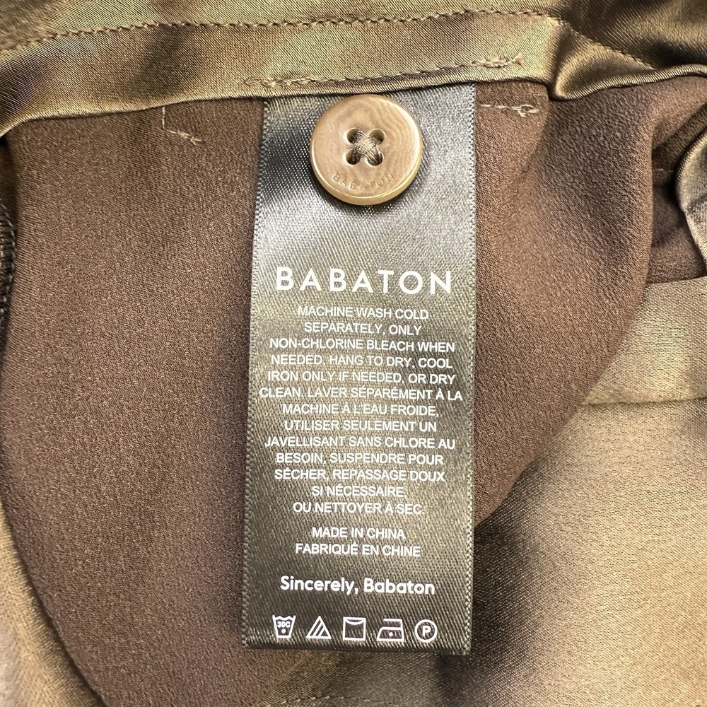 Aritzia Babaton Pants Womens Size 2 Brown Refined Satin High Waisted Cargo - Picture 11 of 12